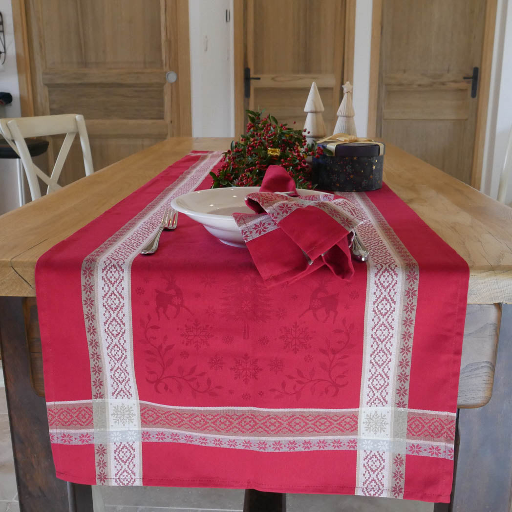 Tischläufer in rot mit Fleckschutz