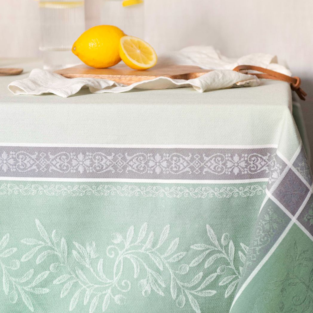 Jacquard Tischdecke Olive grün