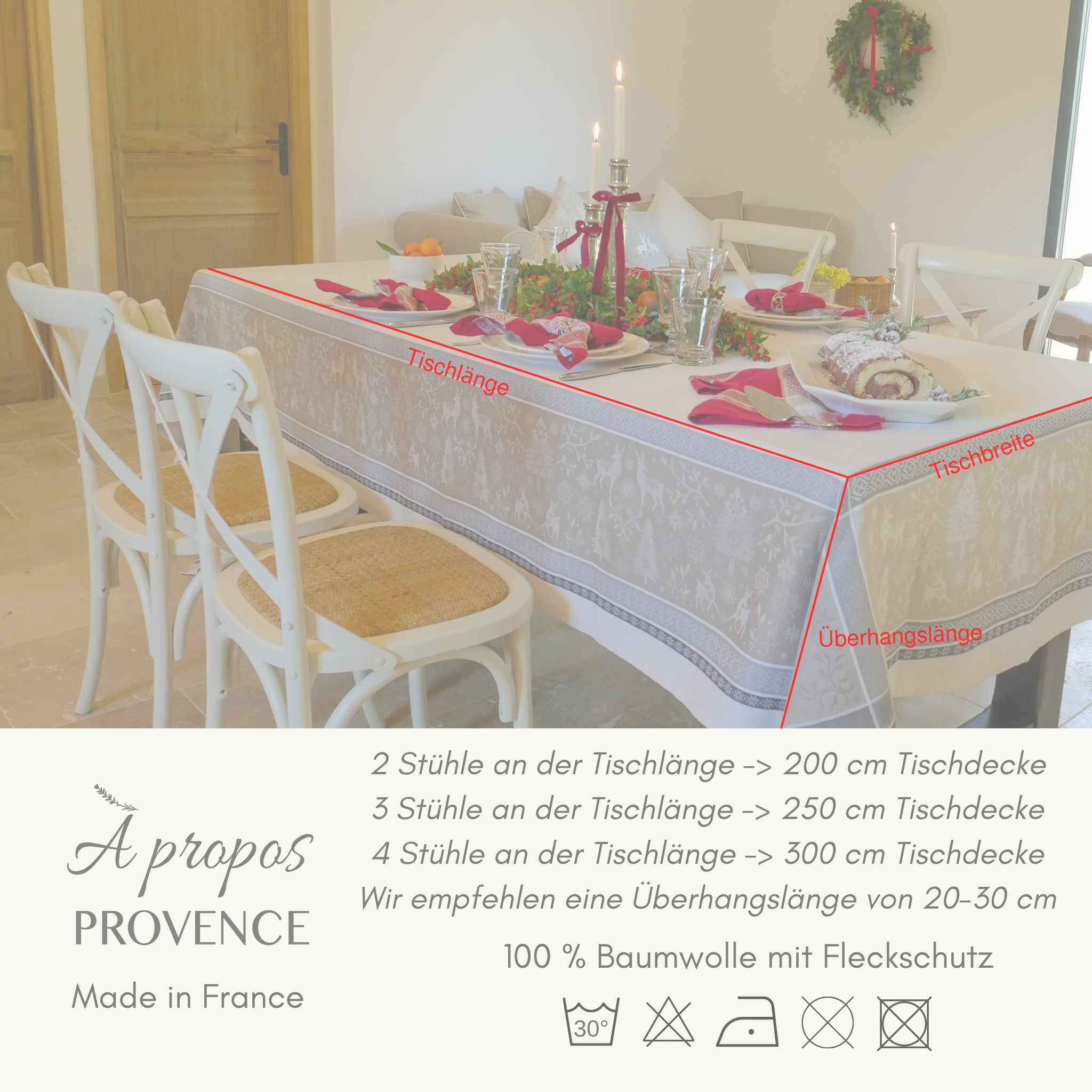 Jacquard tablecloth “Olivia” with olive motif and stain protection beige