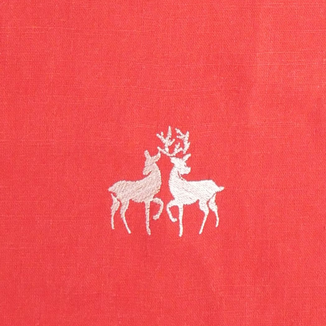 Hirsch Tischläufer Leinen rot